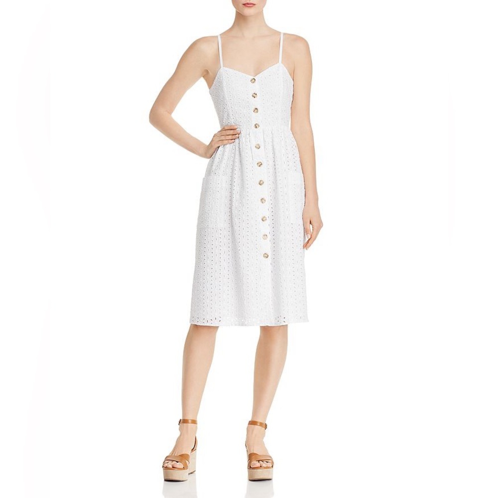Bloomingdale’s AQUA White Eyelet Button-Front Midi Dress